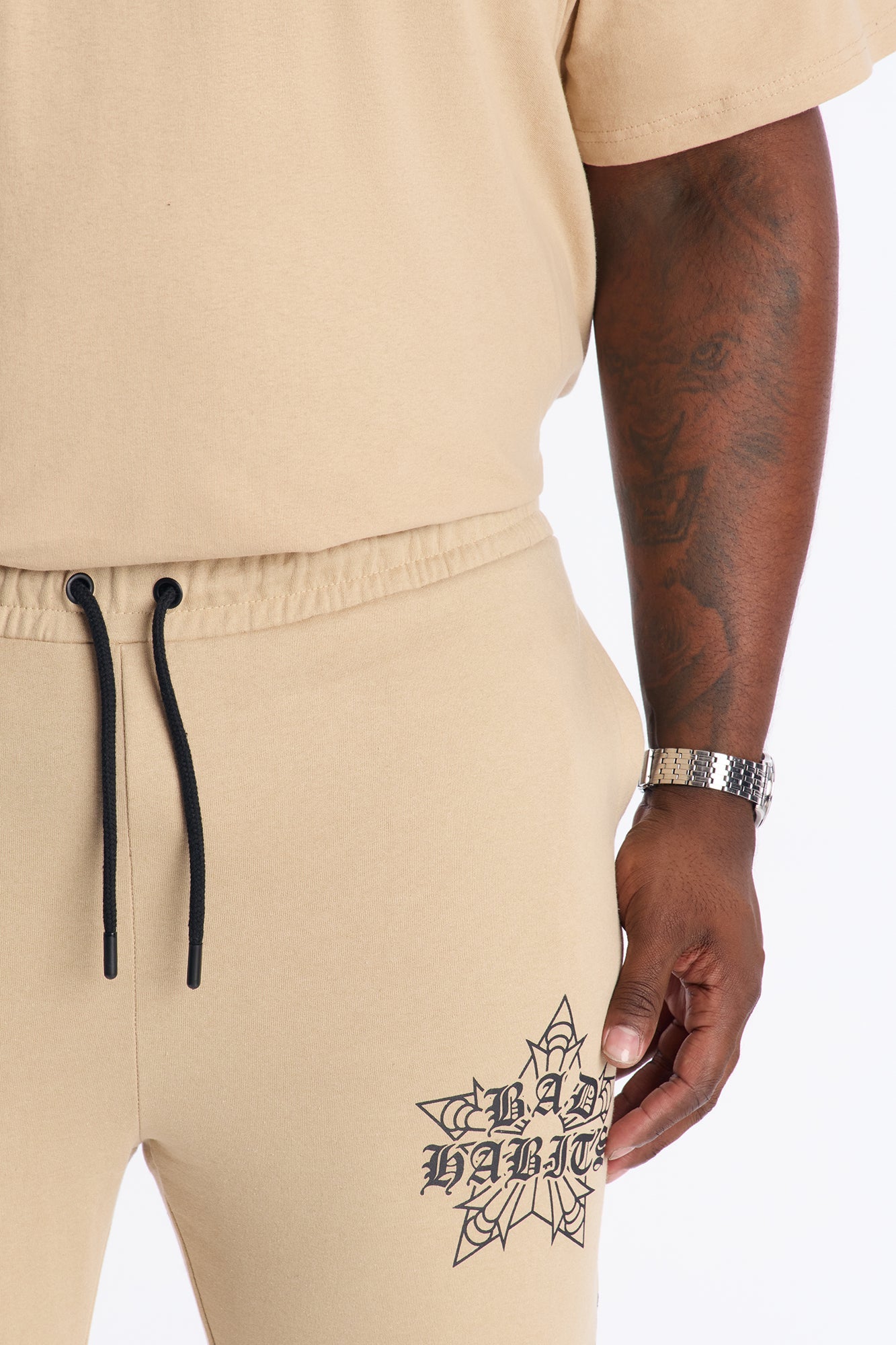 Bad Habits Not Perfect Skinny Flare Sweatpant - Taupe