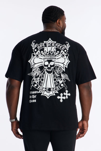 Bad Habits Not Perfect Oversized Short Sleeve Tee - Black