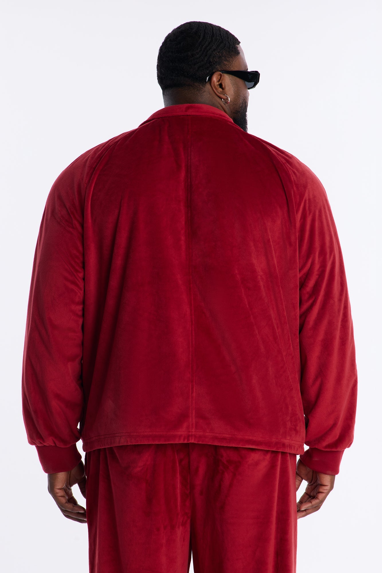 Velour Set It Up Track Jacket - Burgundy