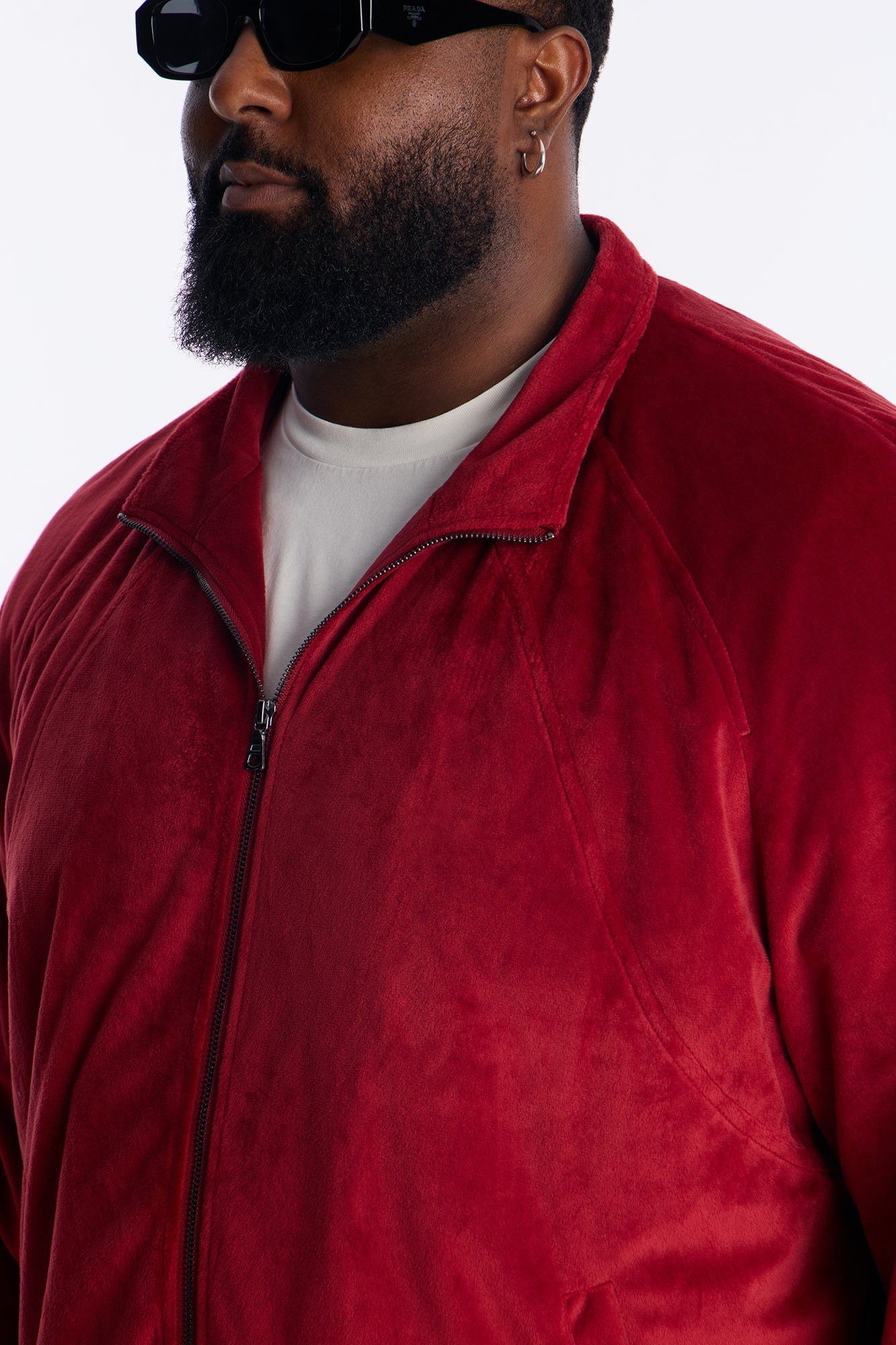 Velour Set It Up Track Jacket - Burgundy