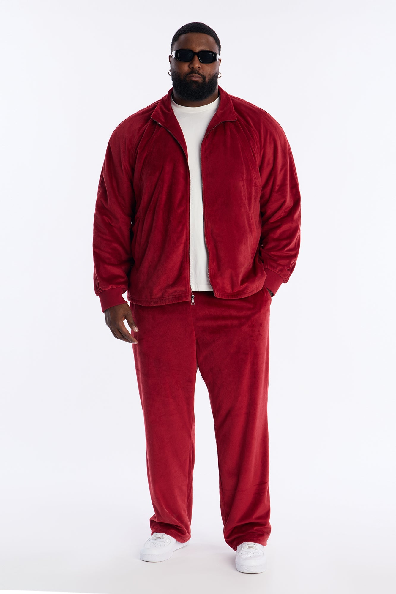 Straight Velour Pant - Burgundy