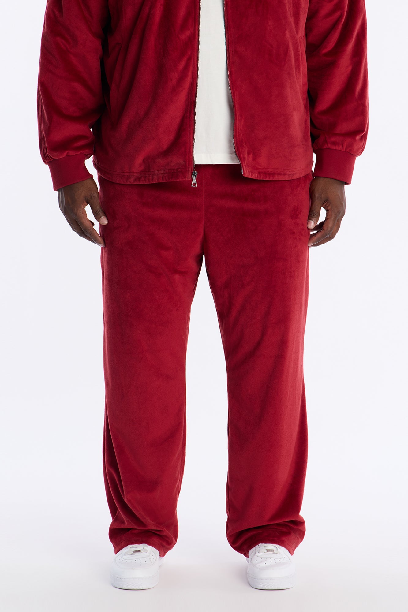 Straight Velour Pant - Burgundy