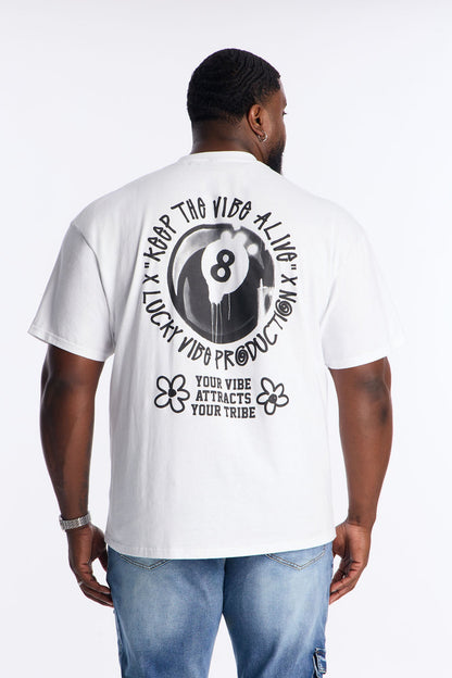 Eight Black Ball Short Sleeve Tee - White