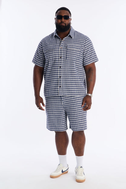 Relaxed Ludlow Checkered Short - Blue