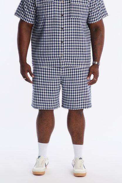 Relaxed Ludlow Checkered Short - Blue