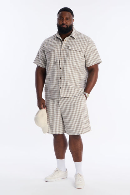 Relaxed Ludlow Checkered Short - Taupe