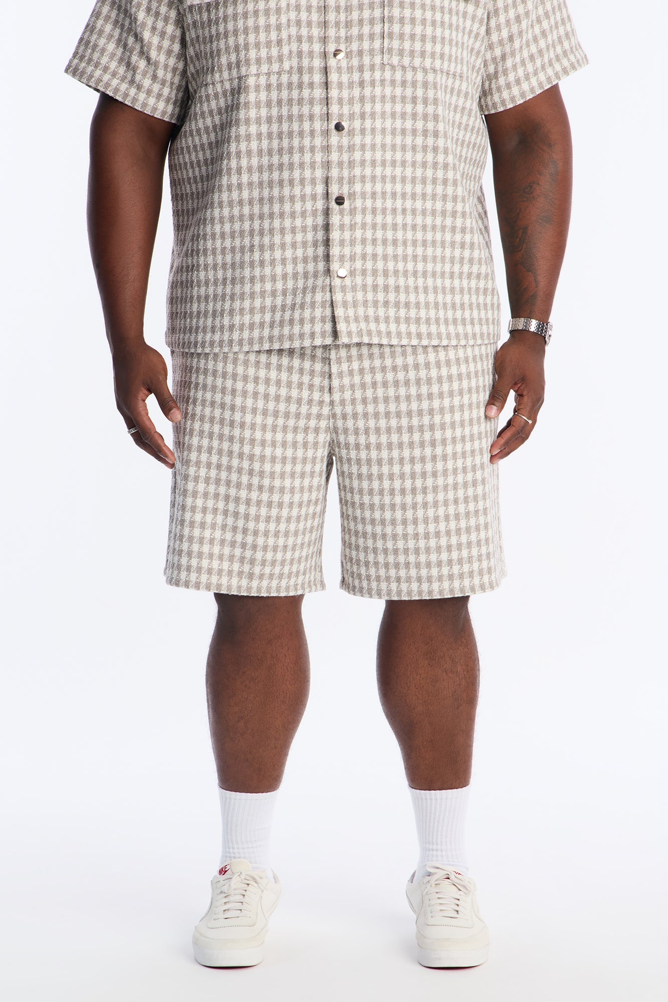 Relaxed Ludlow Checkered Short - Taupe