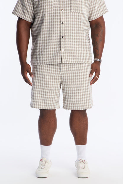Relaxed Ludlow Checkered Short - Taupe