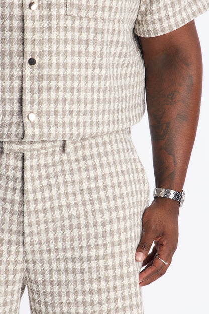 Relaxed Ludlow Checkered Short - Taupe