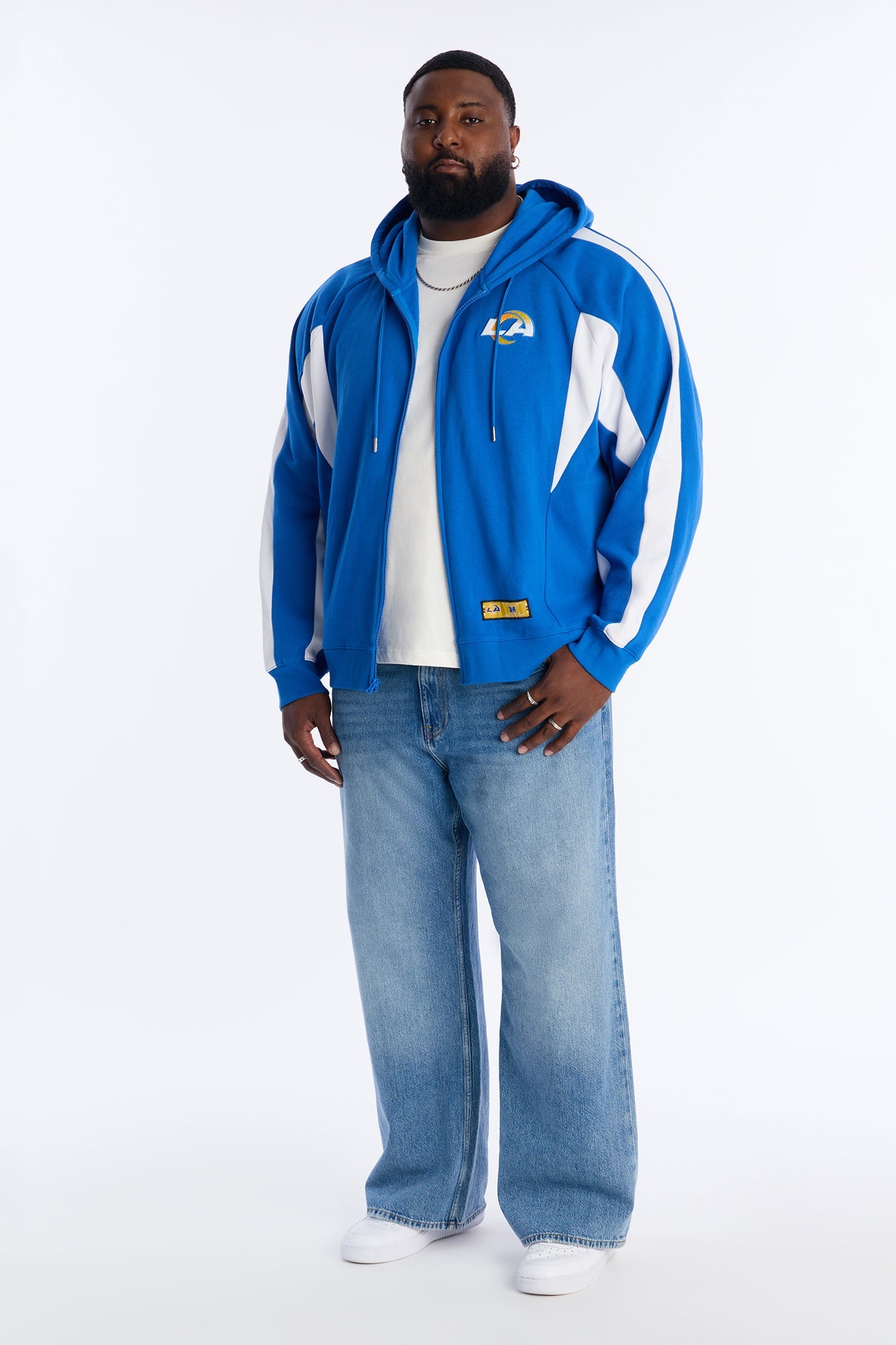 Rams Monster Oversized Zip Up Hoodie - Blue