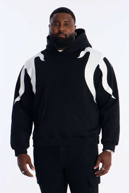 Fire Patched Hoodie - Black