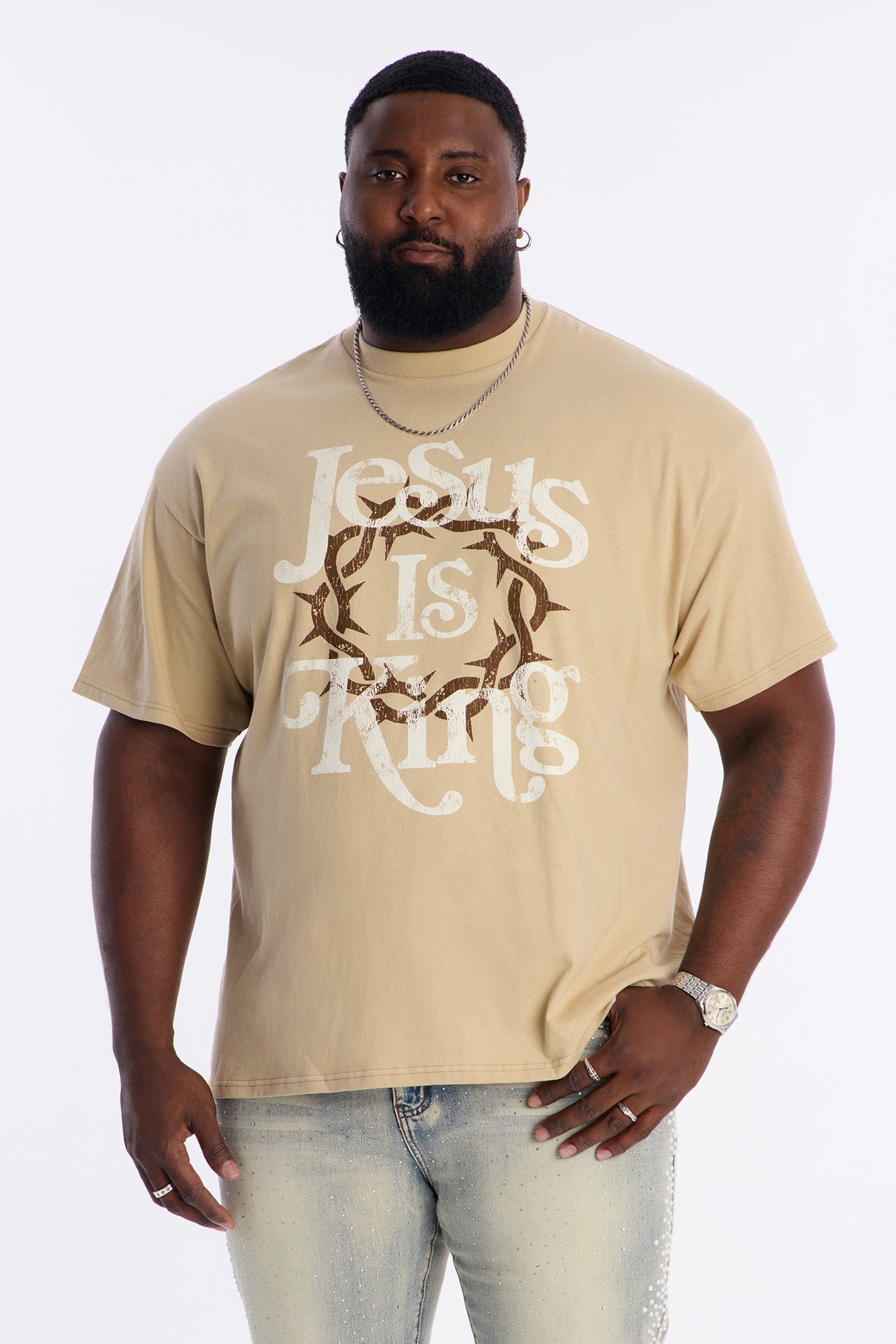 Crown of Thorns Graphic Short Sleeve Tee - Sand