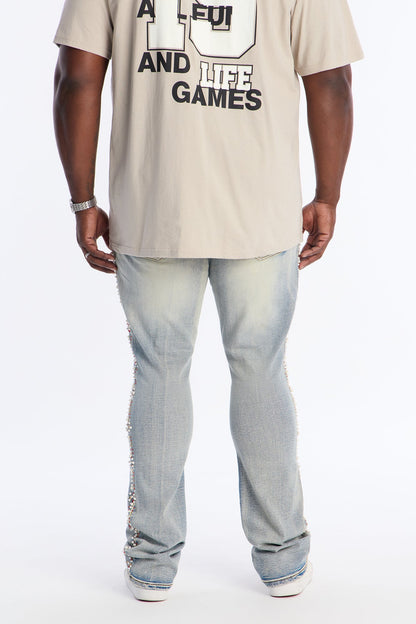 Stacked Slim Flare Pearls Within The Jewels Jean - Medium Wash