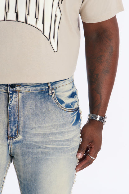 Stacked Slim Flare Pearls Within The Jewels Jean - Medium Wash