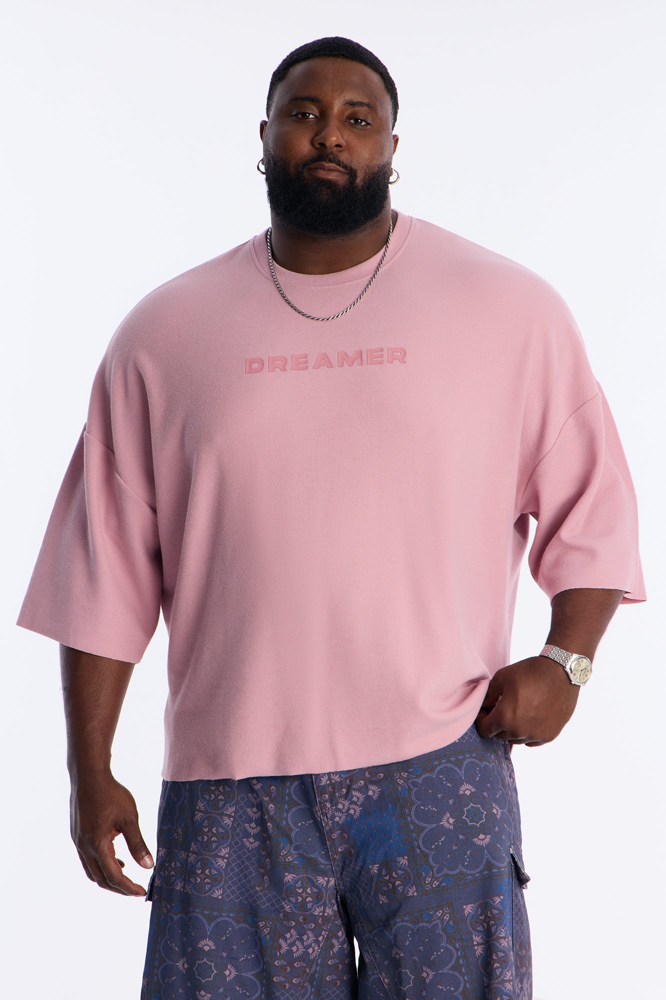 Relaxed Boxy Dreamer Knit Tee - Mauve