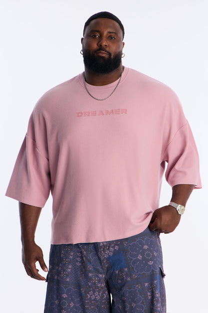 Relaxed Boxy Dreamer Knit Tee - Mauve