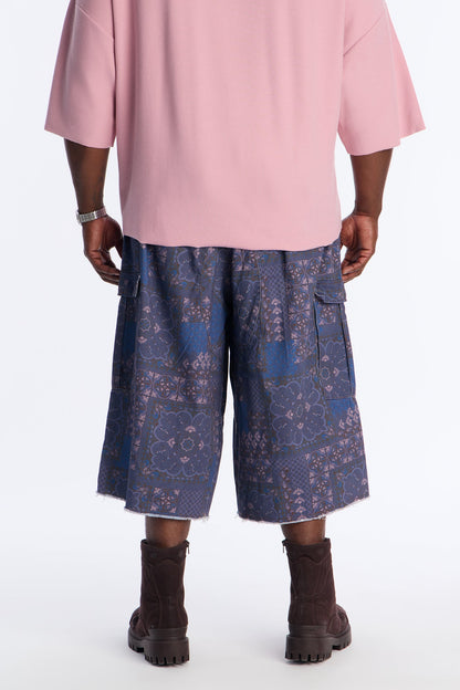 Baggy Midnight Bandana Cargo Shorts - Navy