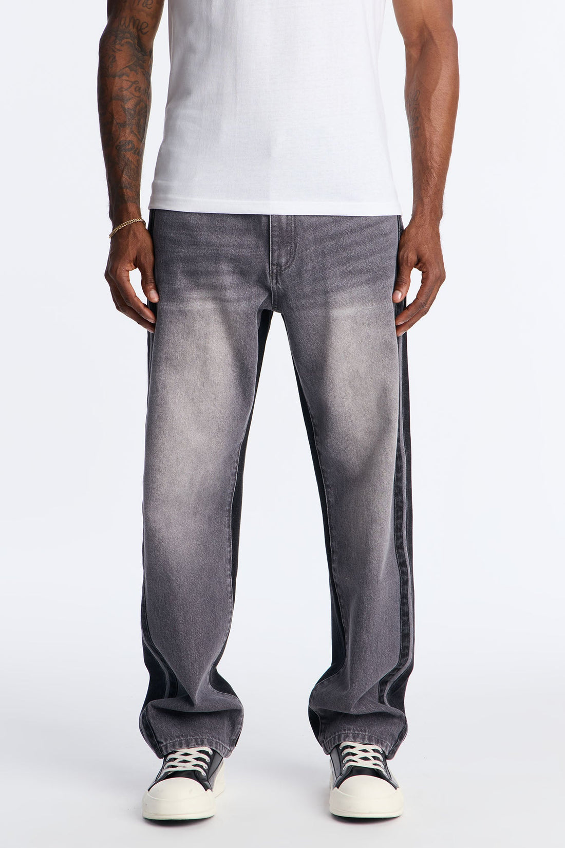 Straight Track Me Down Jean - Black/Grey