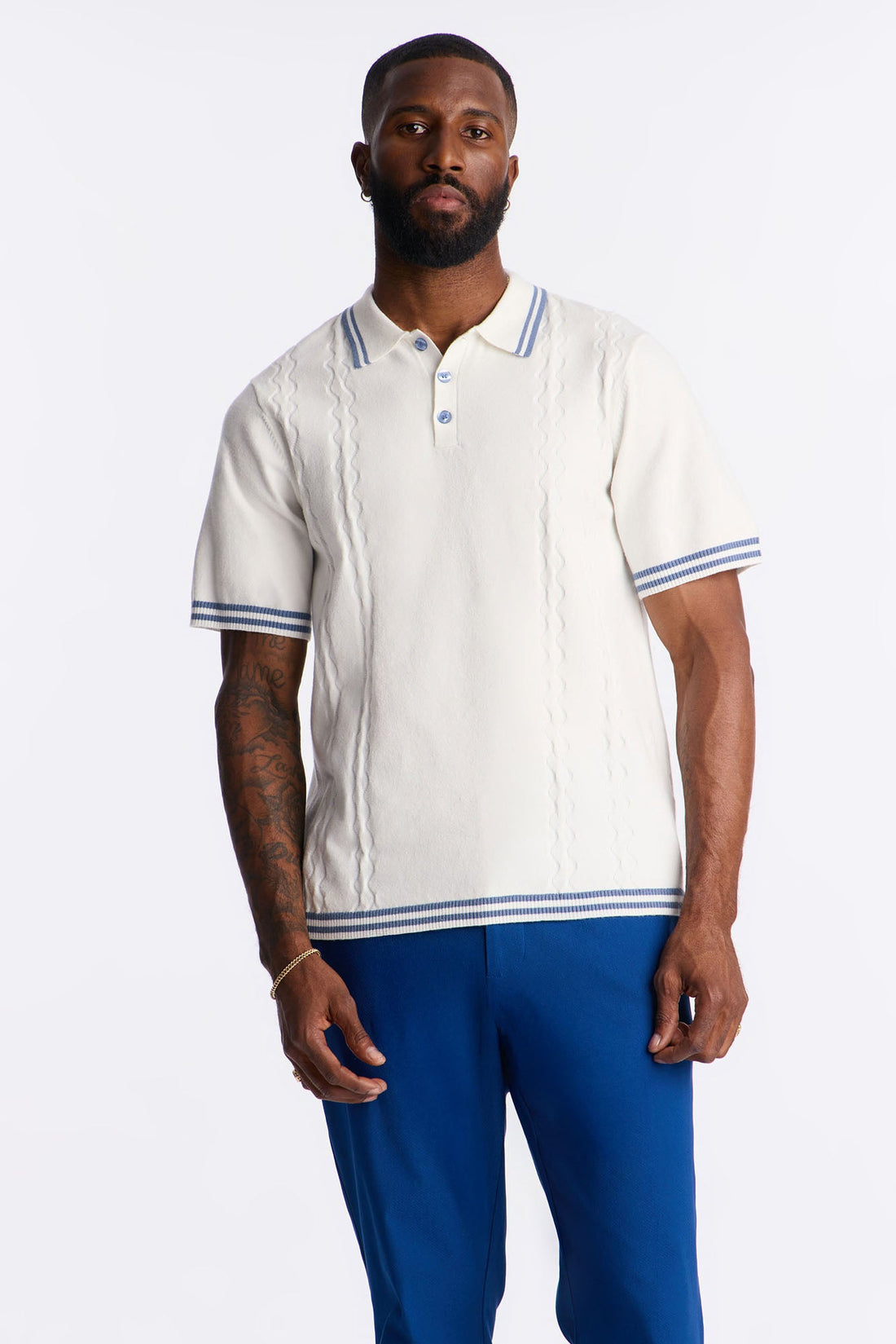 The Regent Polo Sweater - Blue/combo