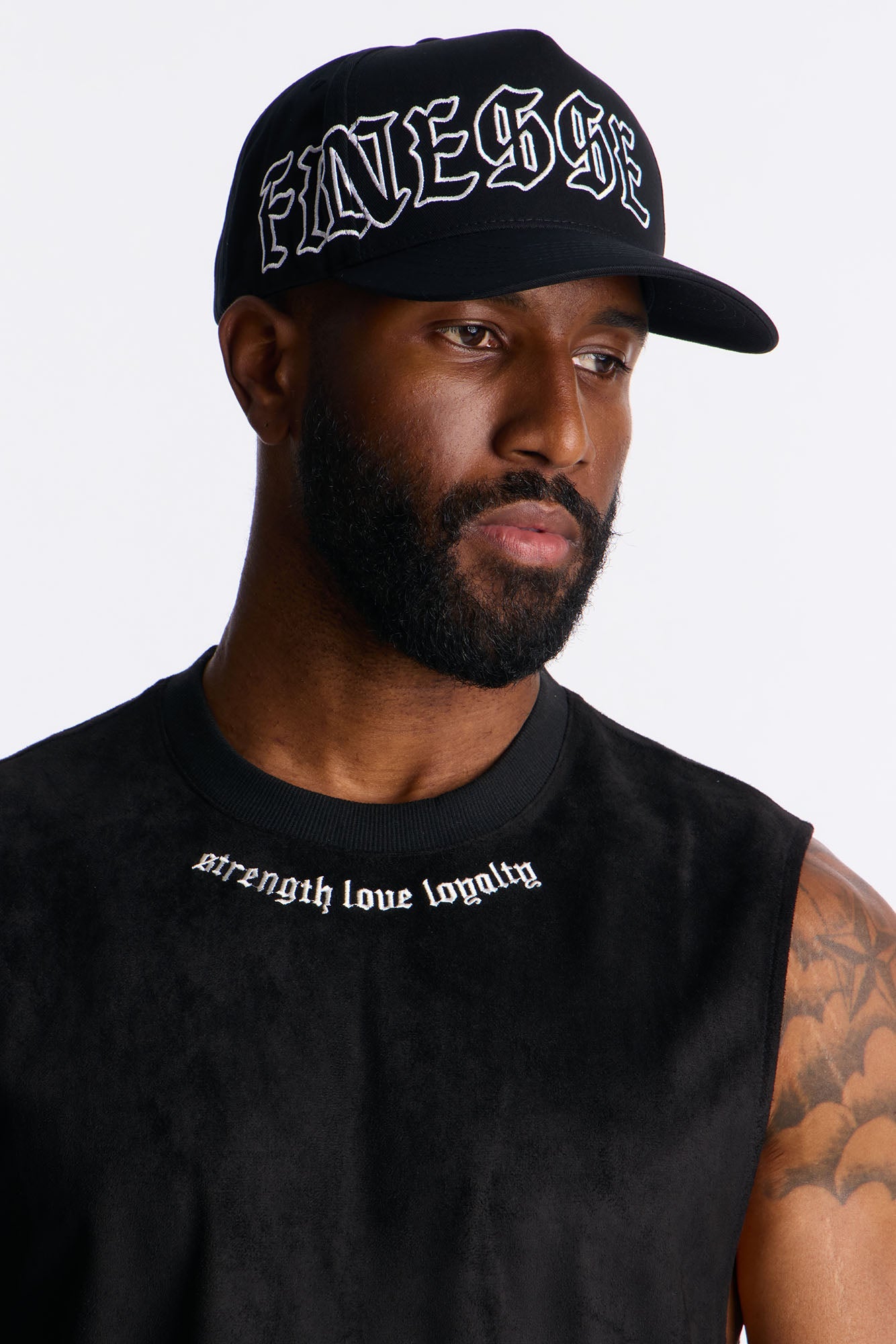 Finesse Cotton Twill Structured Snapback Hat - Black