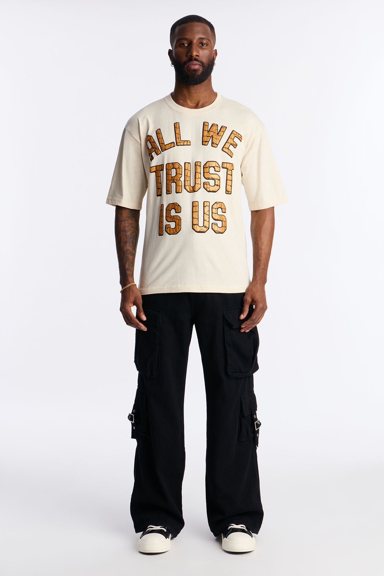 All We Trust Oversized Short Sleeve Tee - Cream