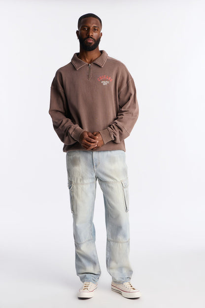 Chicago Athletic Dept Long Sleeve Polo - Brown