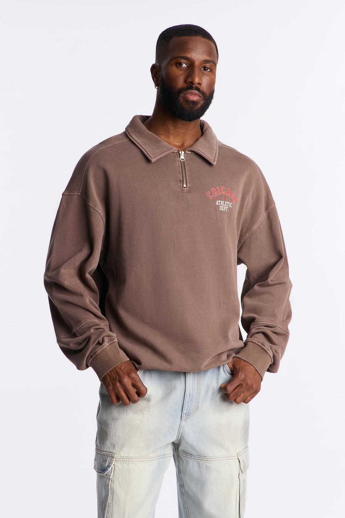 Chicago Athletic Dept Long Sleeve Polo - Brown