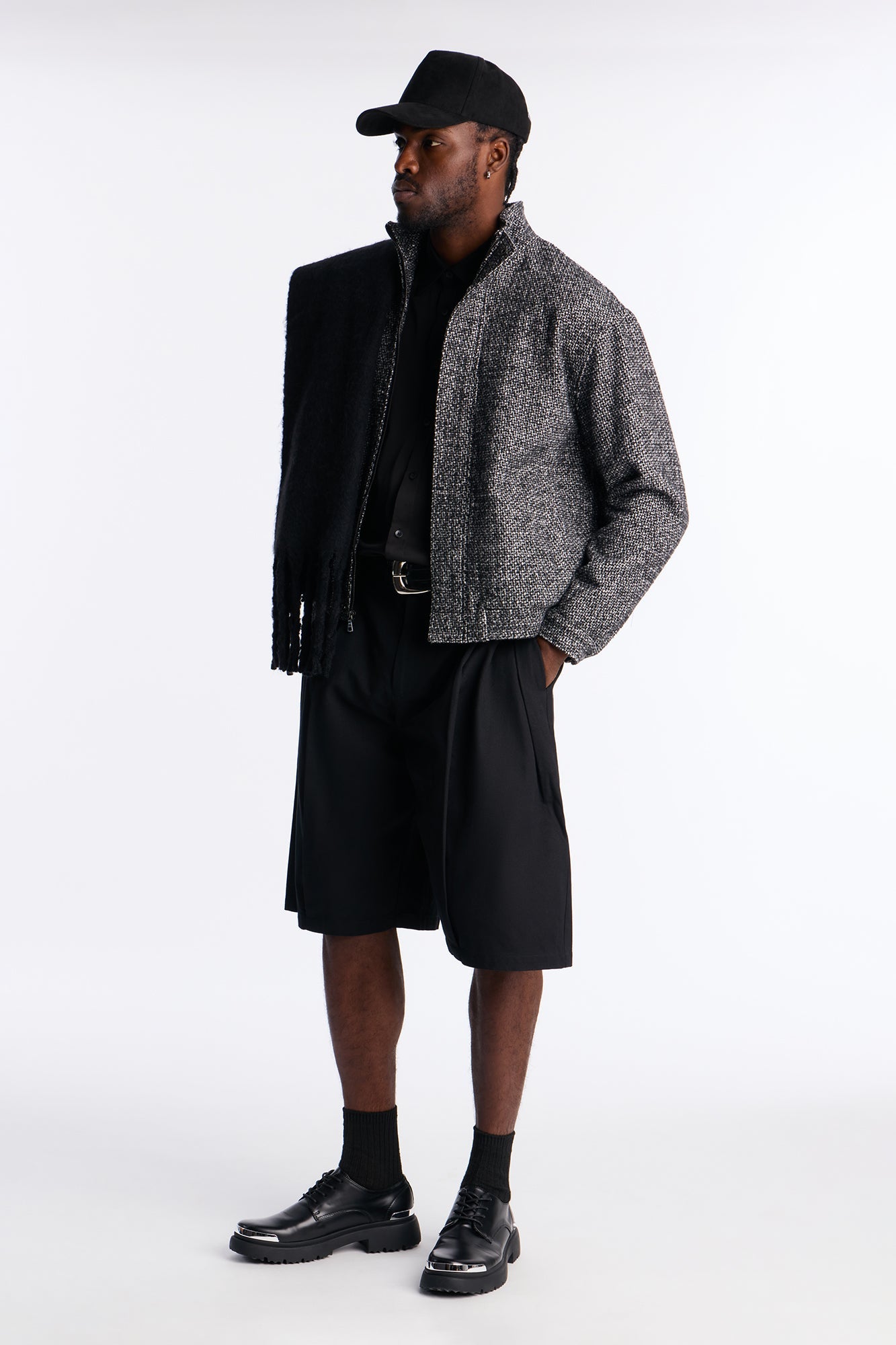 DTLA Deep Double Pleated Trouser Short - Black