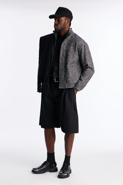DTLA Deep Double Pleated Trouser Short - Black
