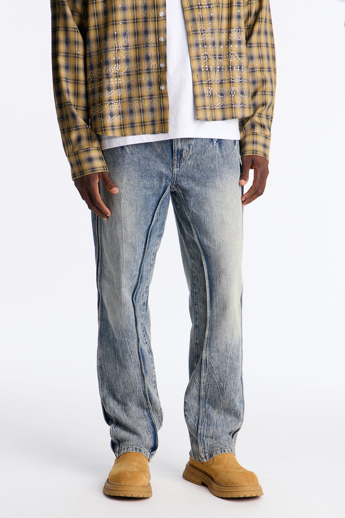 Straight Seams Down Jean - Medium Blue Wash