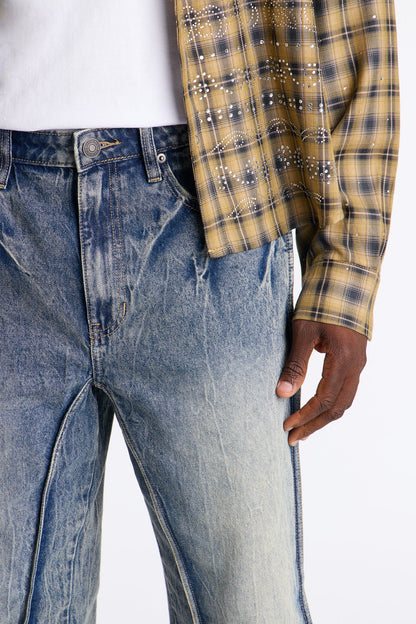 Straight Seams Down Jean - Medium Blue Wash