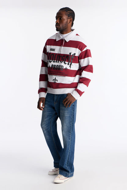 Make Yourself Proud Stripe Fleece Polo - Red