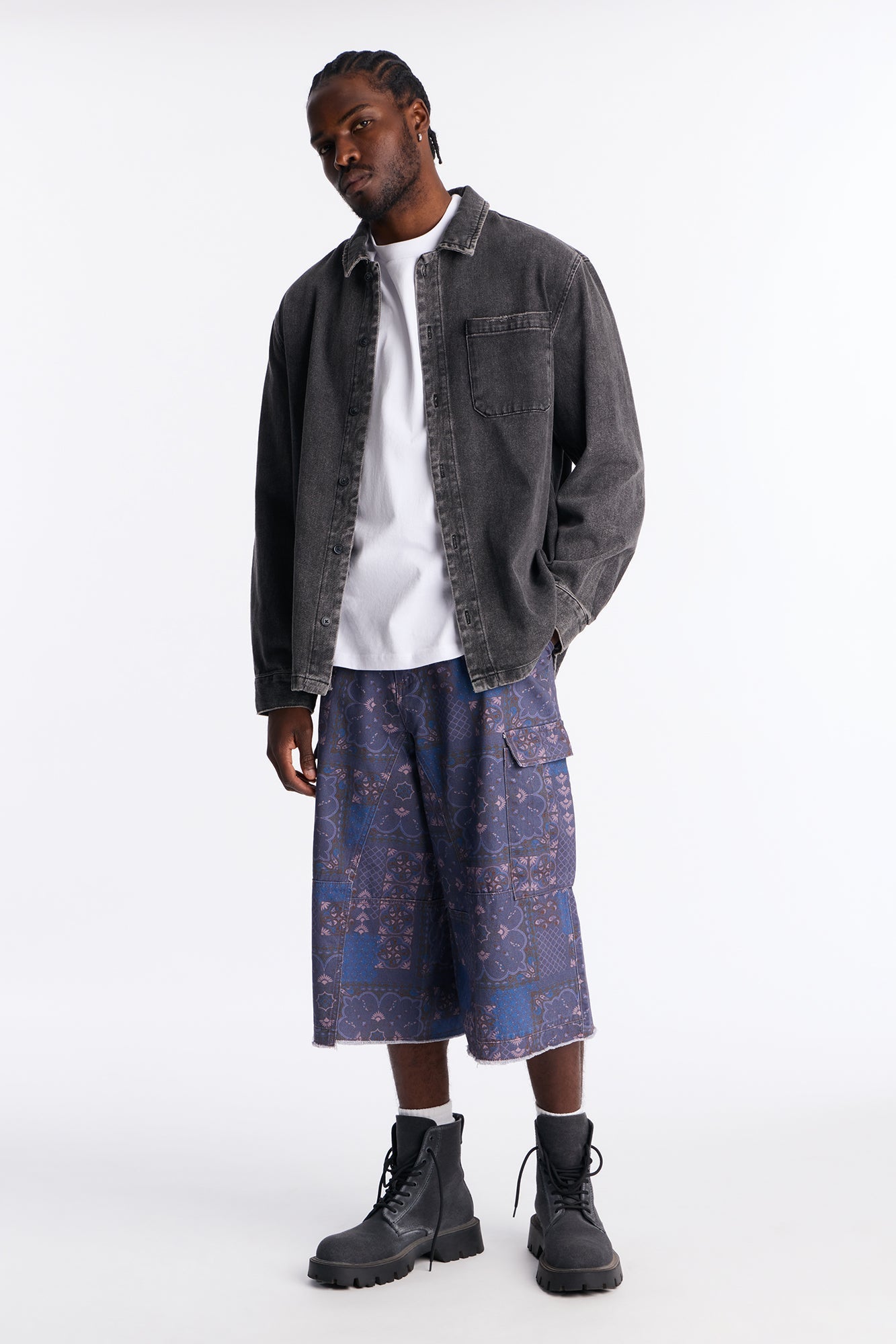 Baggy Midnight Bandana Cargo Shorts - Navy