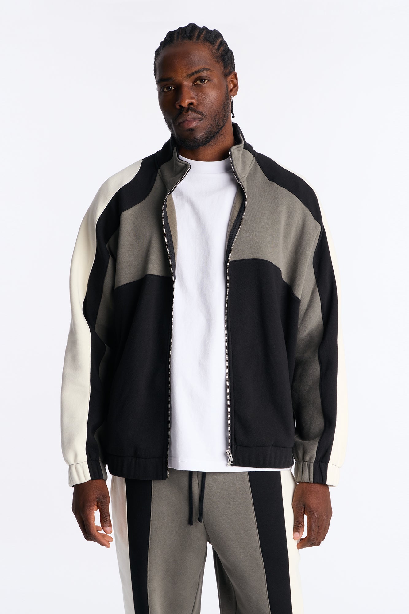 Paneled Fleece Jacket - Multi Color