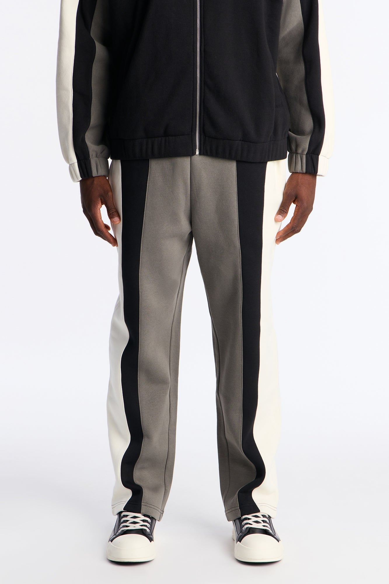 Paneled Fleece Straight Sweatpants - Multi Color