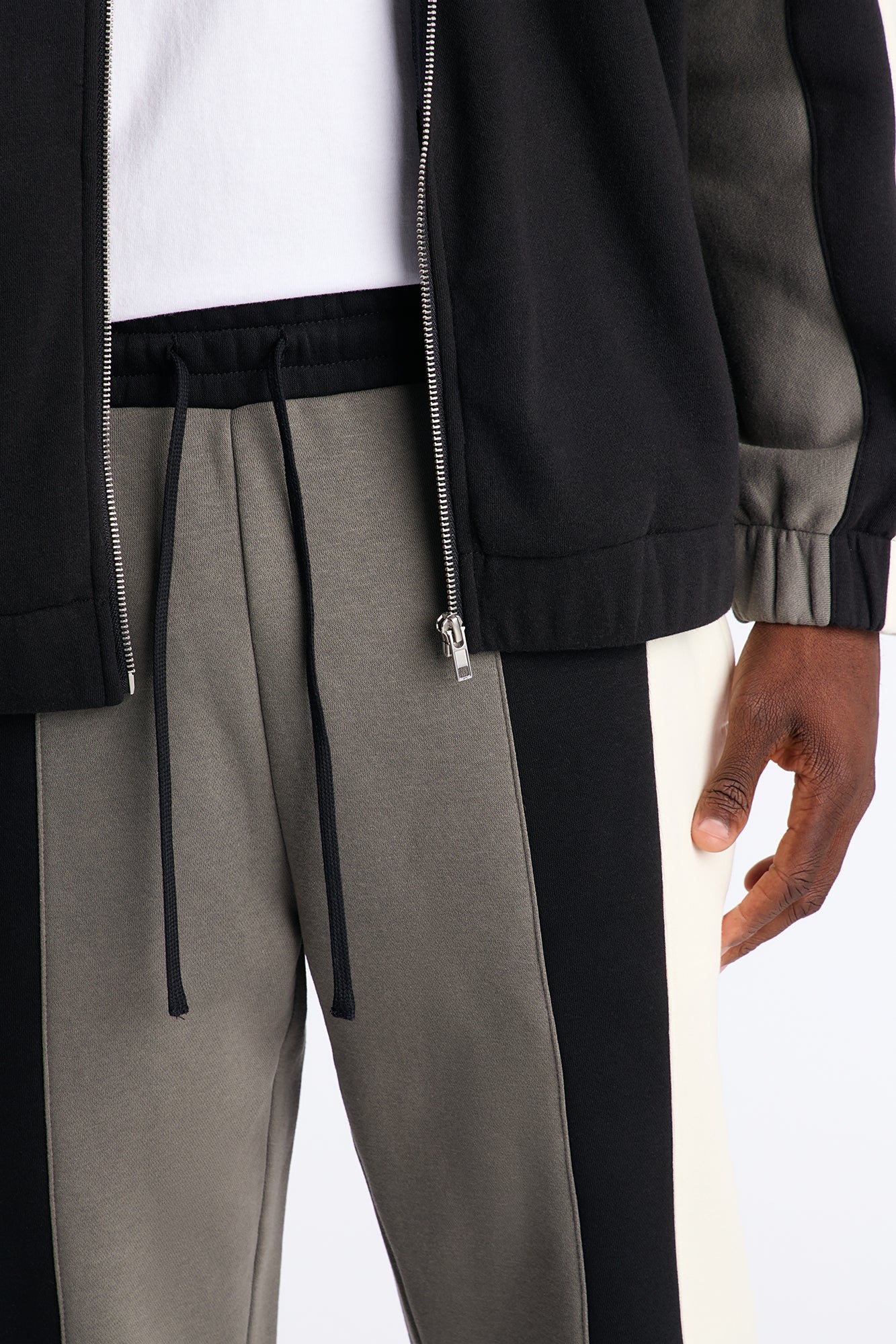 Paneled Fleece Straight Sweatpants - Multi Color