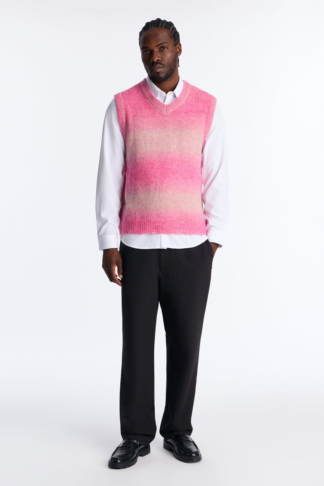 Gradient Sweater Knit Vest - Pink/combo
