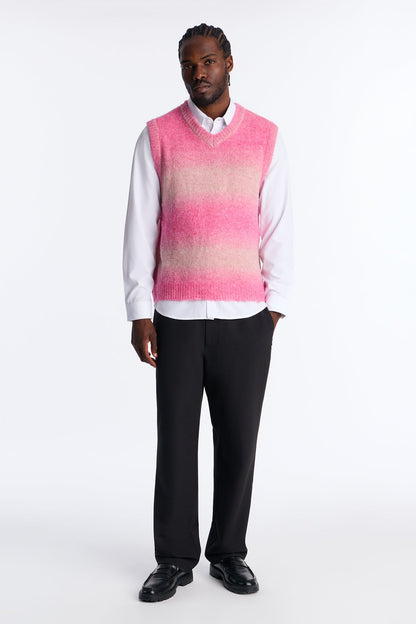 Gradient Sweater Knit Vest - Pink/combo