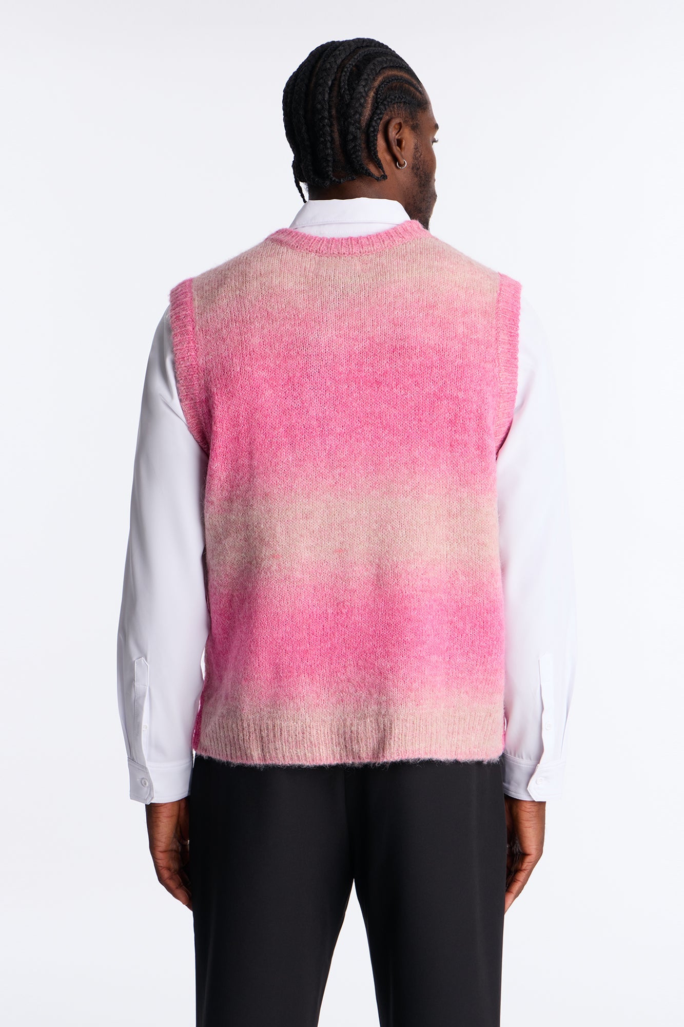 Gradient Sweater Knit Vest - Pink/combo
