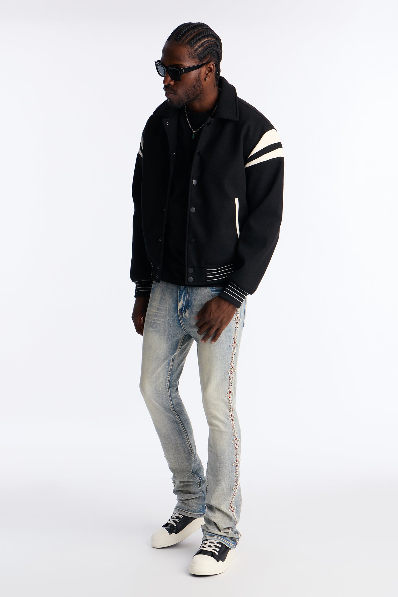 Stacked Slim Flare Pearls Within The Jewels Jean - Medium Wash