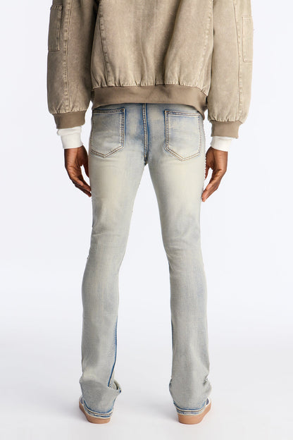 Stacked Skinny Flare Fancy Me Pearls With Jewel Jean - Medium Wash