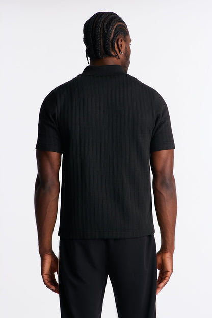 Shadow Button Striped Button Up - Black