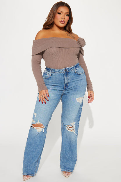 Unbothered Queen Ripped Straight Leg Jeans - Vintage Wash