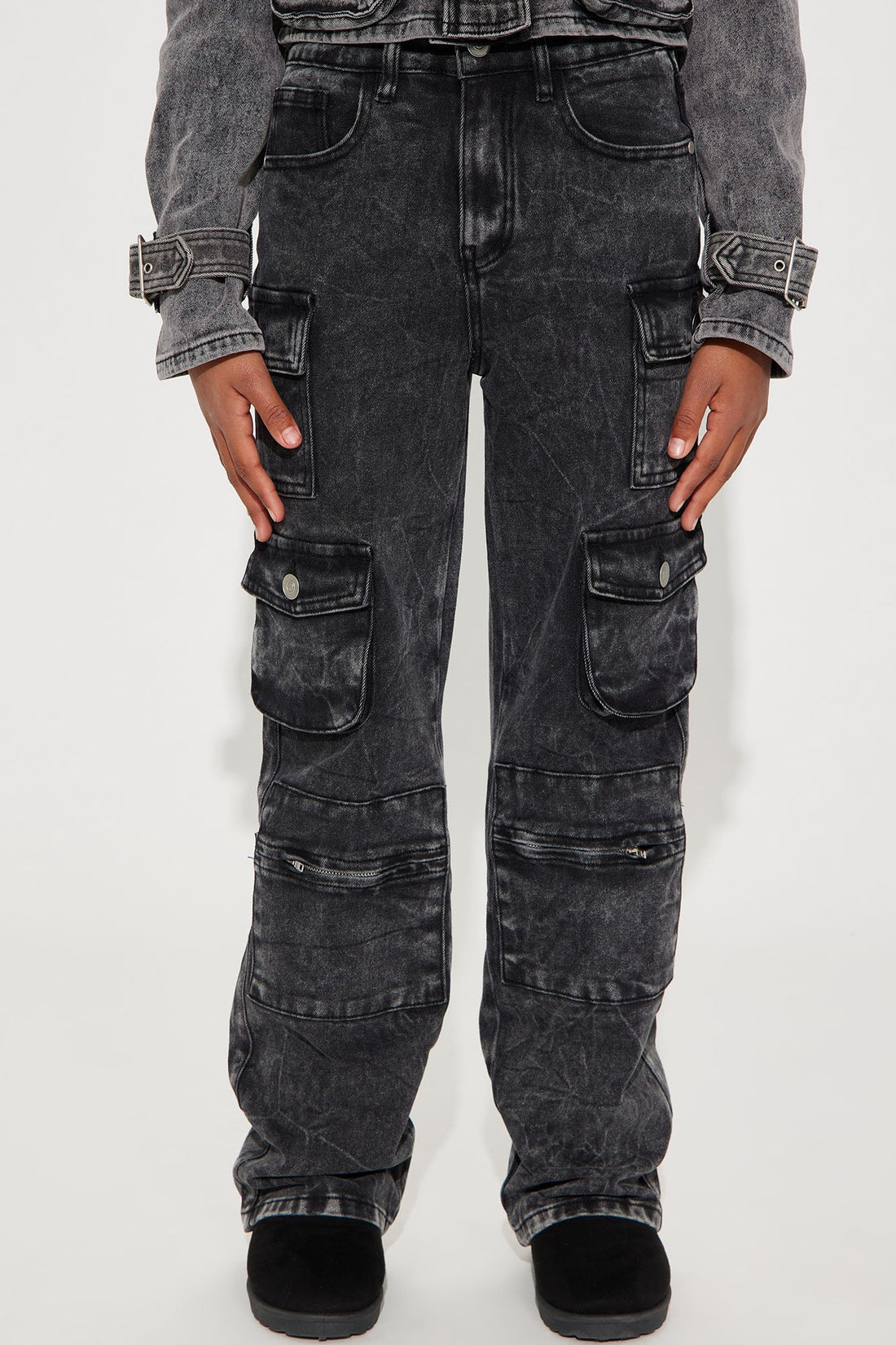 Mini Mad For You Cargo Jeans - Acid Wash Black