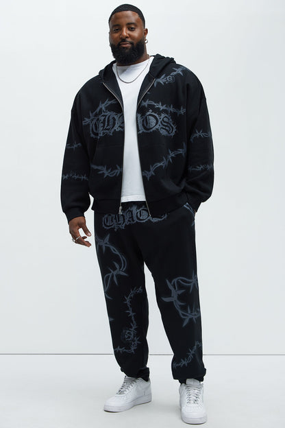 Tyson Chaos Oversized Zip Hoodie - Black