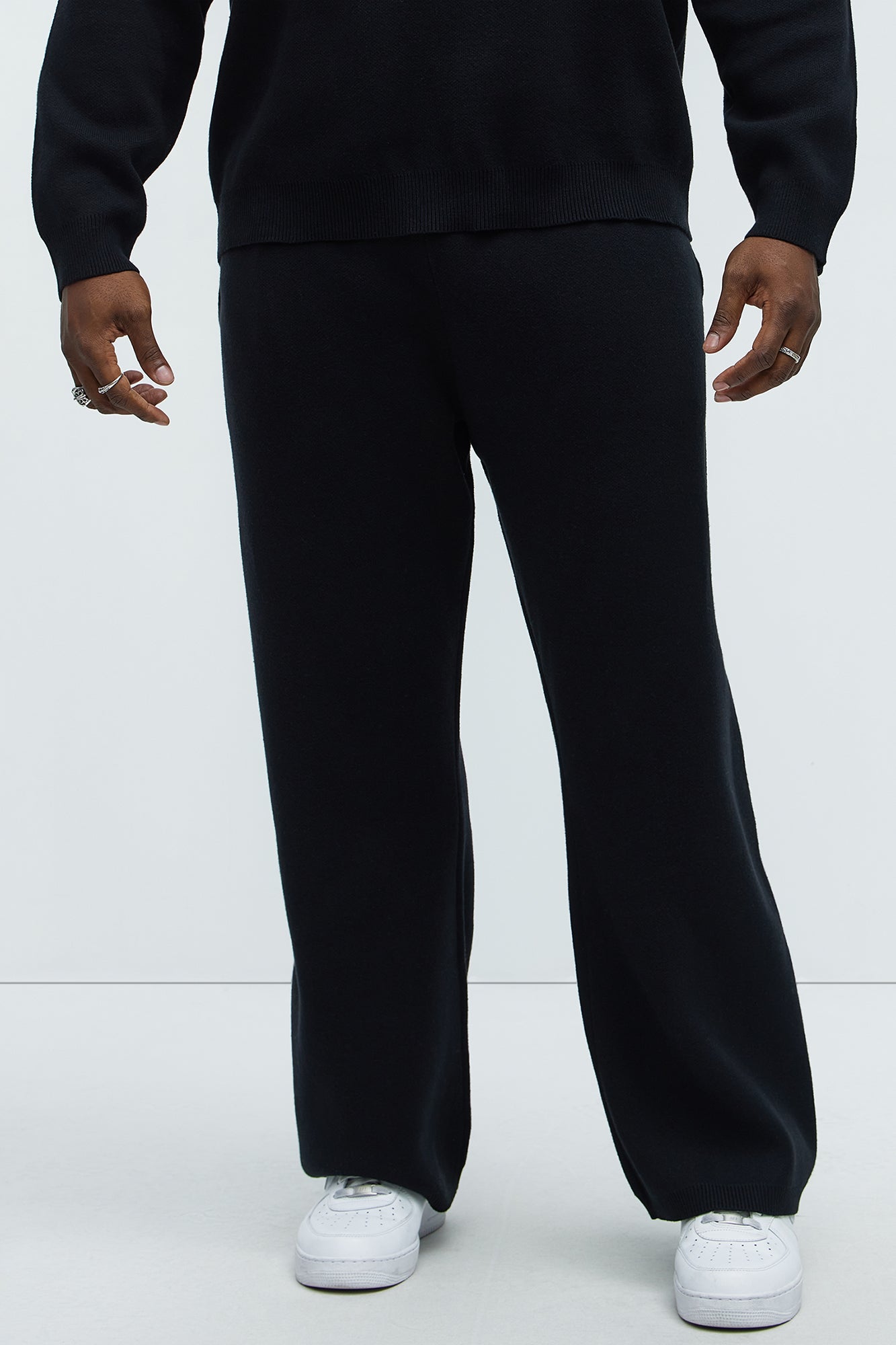 Recline Sweater Knit Sweatpants - Black