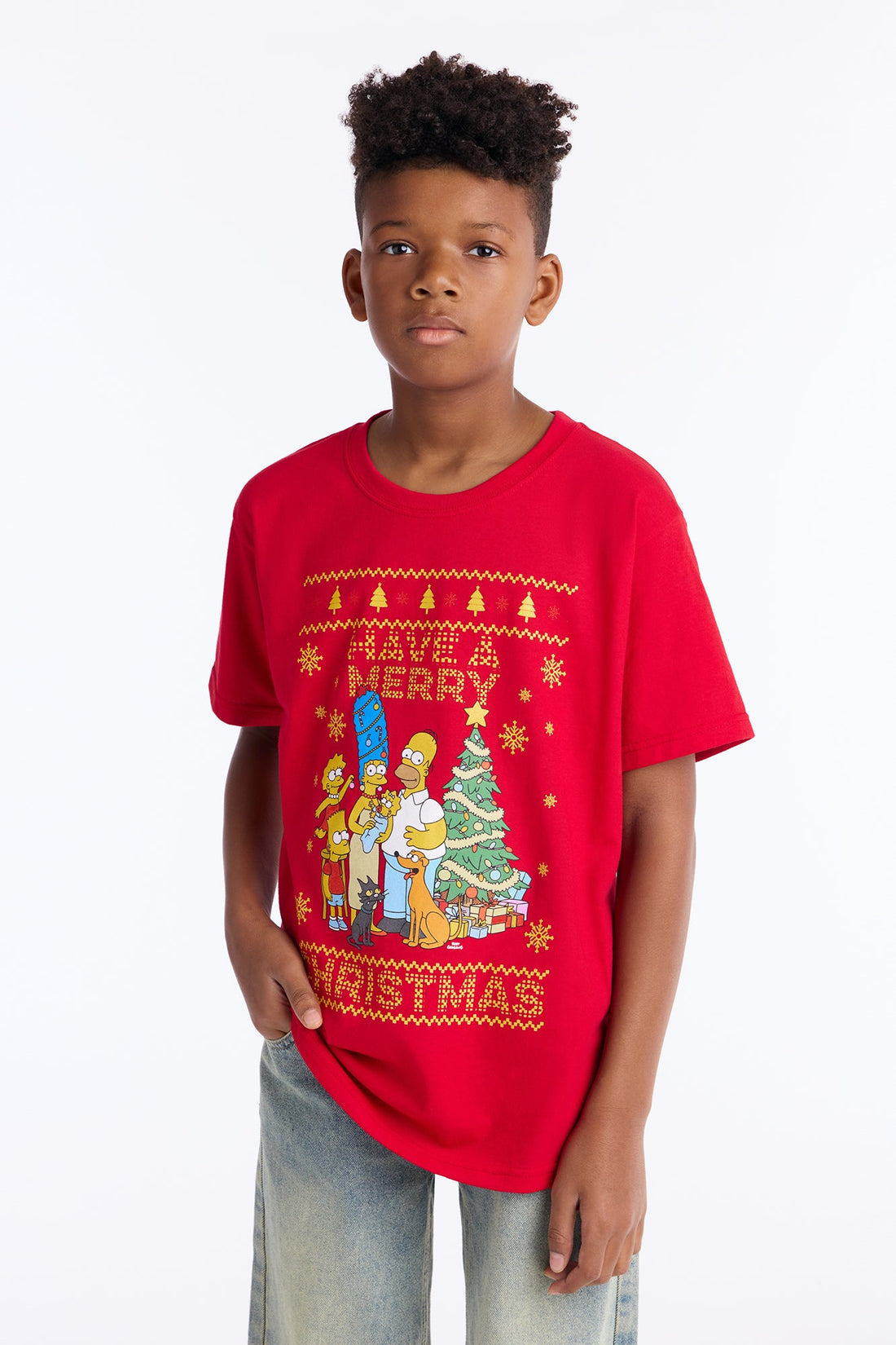 Mini The Simpsons Have A Merry Christmas Short Sleeve Tee - Red