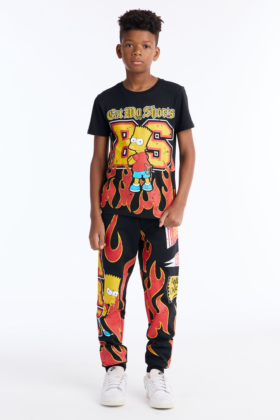 Mini Bart Simpson Eat My Shorts Jogger Pant Set - Black/combo