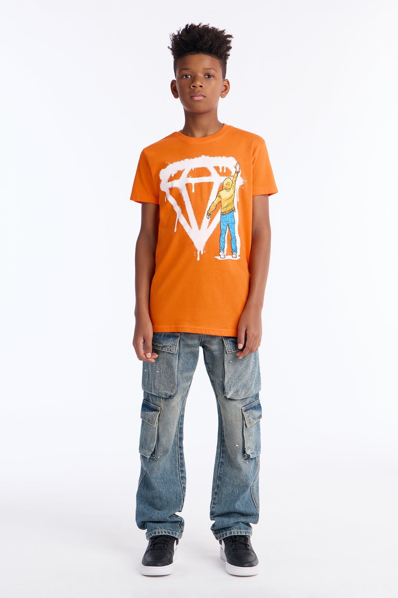 Mini Diamonds On My Mind Short Sleeve Tee - Orange