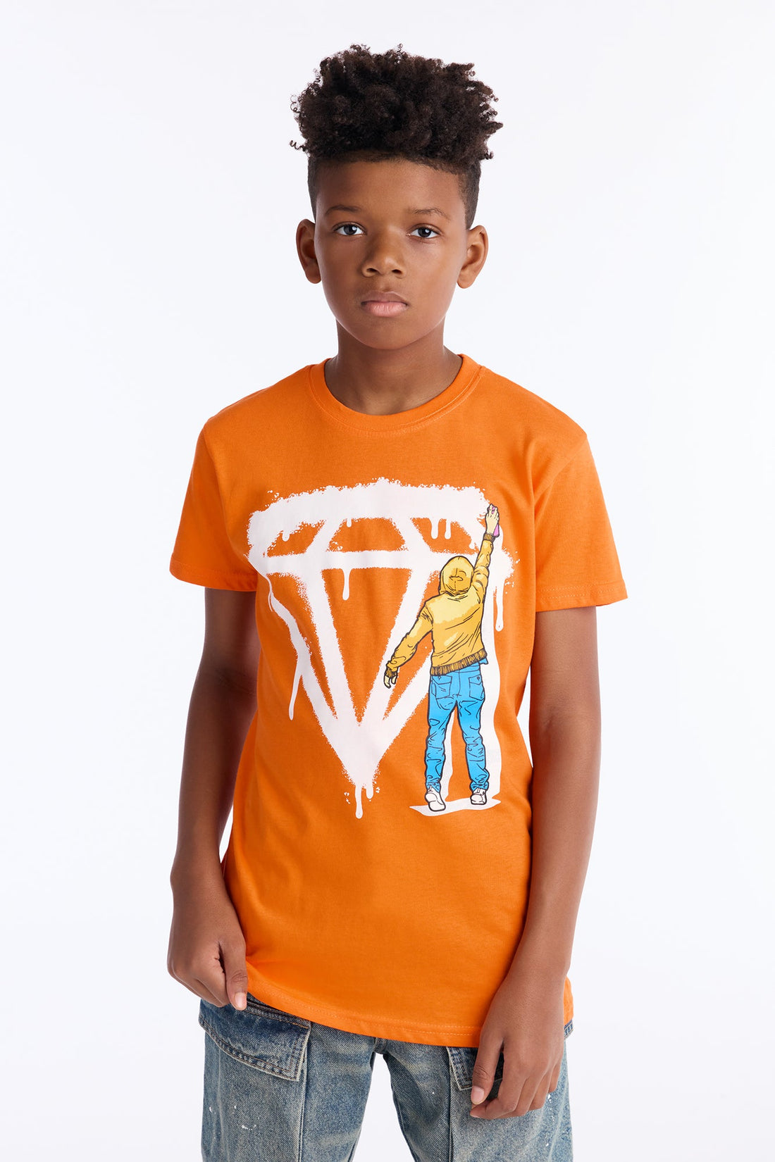 Mini Diamonds On My Mind Short Sleeve Tee - Orange